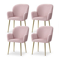 Artiss Dining Chairs Set of 4 Velvet Armchair Pink