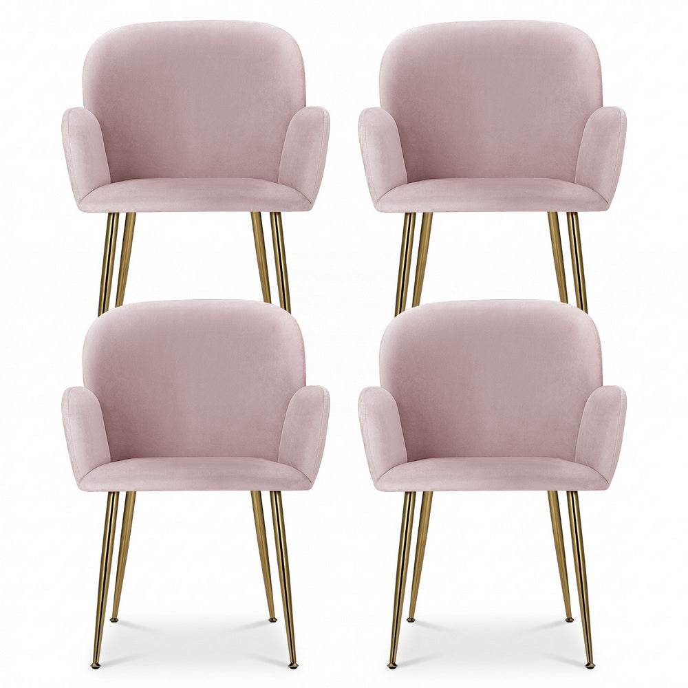 Artiss Dining Chairs Set of 4 Velvet Armchair Pink