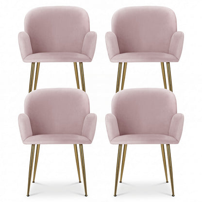 Artiss Dining Chairs Set of 4 Velvet Armchair Pink