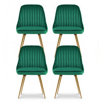 Artiss Dining Chairs Set of 4 Velvet Channel Tufted Green