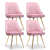 Artiss Dining Chairs Set of 4 Velvet Channel Tufted Pink