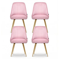 Artiss Dining Chairs Set of 4 Velvet Channel Tufted Pink