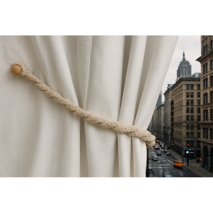 Magnetic weaved rope tieback Linen