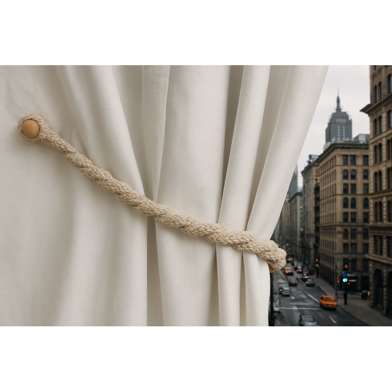 Magnetic weaved rope tieback Linen