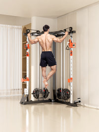 SmartFit C1 Max Multi Functional Cable Crossover Station 130kgs Pin Loaded  Machine + Multi Func Bench+7Ft Olympic Barbell + 100kgs Weights