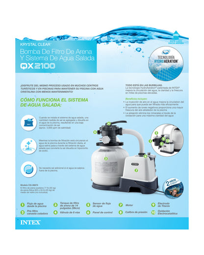 Intex Krystal Clear Sand Filter Pump and Saltwater Pool Chlorine System - 26676