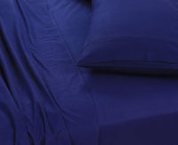 Elan Linen 100% Egyptian Cotton Vintage Washed 500TC Navy Blue Single Bed Sheets Set