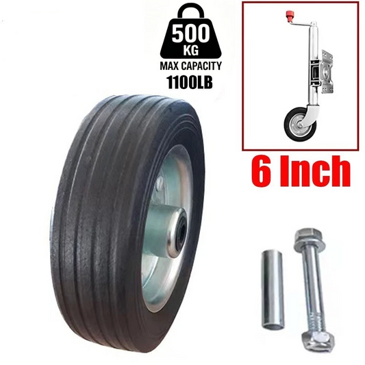 6" 150MM Heavy Duty 500KG 1100LB Solid Rubber Wheel for Jockey Wheel Replacement