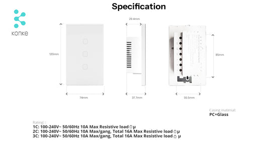 Smart Touch Light Switch 2Ch