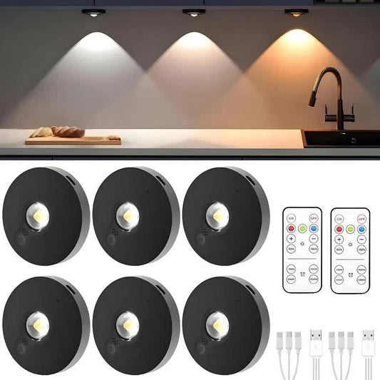 6 Lights LED Rechargeable Slim Cabinet Light, 2cm, Remote Control, Magnetic Mount
