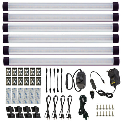 Dimmable LED Under Cabinet Lighting Under Counter LED Light Bar Linkable Kit with Rocker Switch Kitchen,Showcase,Shelf Lighting(6 Panel Kits Warmwhite)