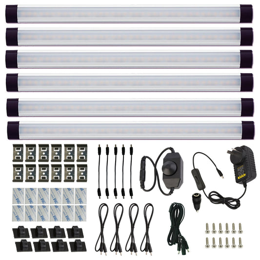 Dimmable LED Under Cabinet Lighting Under Counter LED Light Bar Linkable Kit with Rocker Switch Kitchen,Showcase,Shelf Lighting(6 Panel Kits Warmwhite)