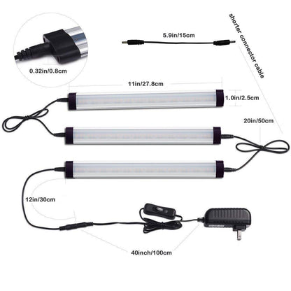 Dimmable Led Under Cabinet Lighting Bar Linkable Kits with Rocker Switch Under Counter Kitchen,Showcase,Shelf Lighting(3 Panel Kits Cold White)