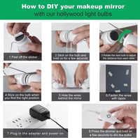 Hollywood LED Vanity Mirror Lights Kit,Stick on Dimmable Makeup Lights, 12V Mirror Lighting Strip Fixture for Vanity Dressing Table Set, Bedroom Wall Lights,CRI>90 (4000K Natural White,10 Bulbs)
