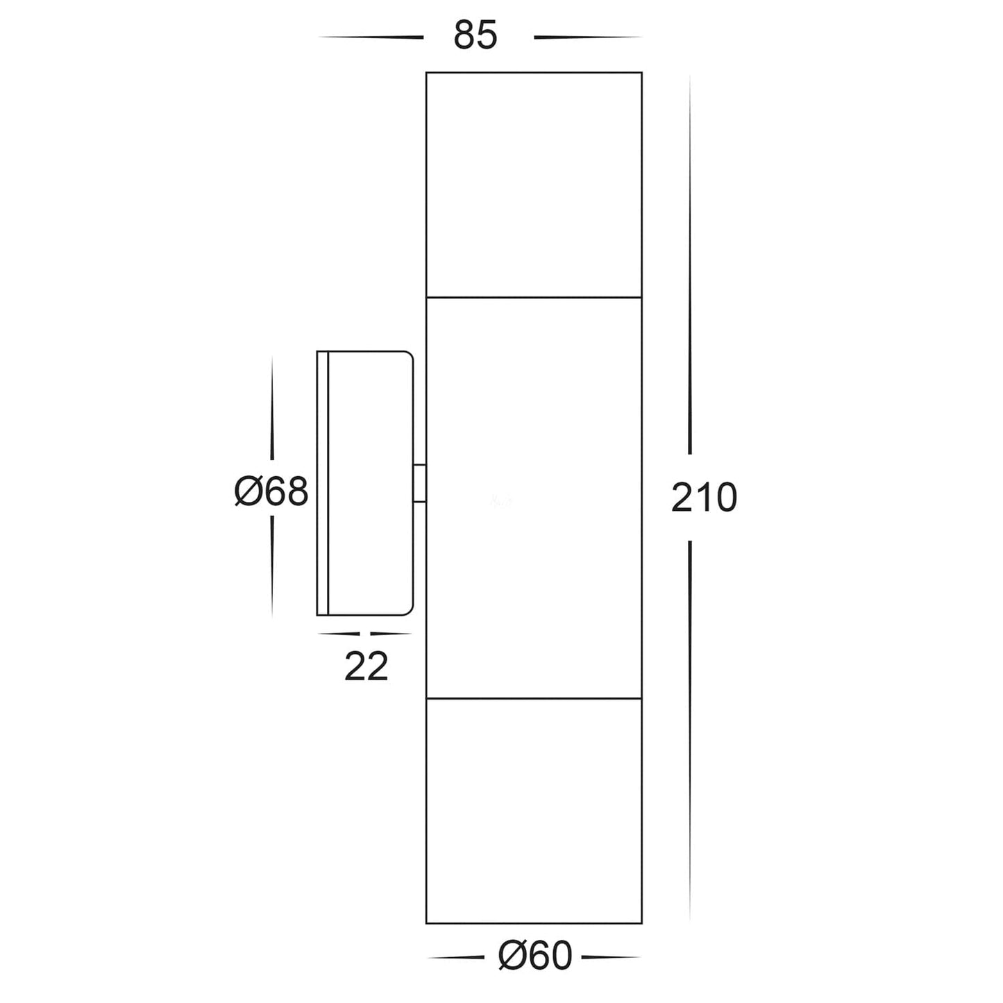 Tivah 316 Stainless Steel 2 x 5W 240V Tri Colour Up/Down Wall Pillar Light