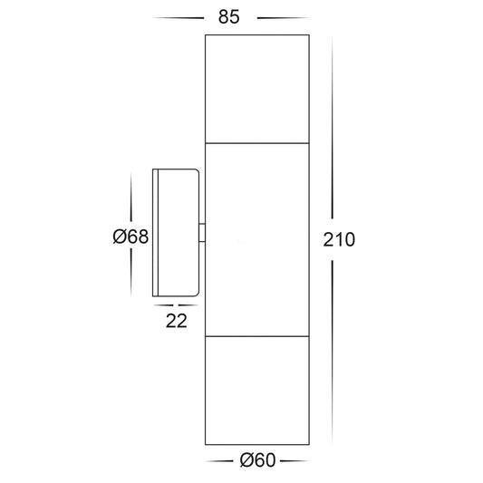 Tivah 316 Stainless Steel 2 x 5W 240V Tri Colour Up/Down Wall Pillar Light