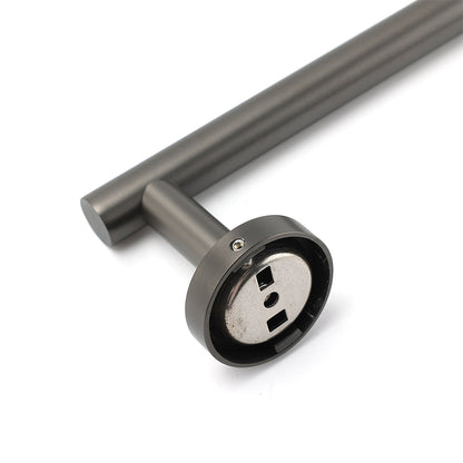 Gun Metal Stainless Steel 600mm Single Towel Rack Rail Holder Round Hanger Bar