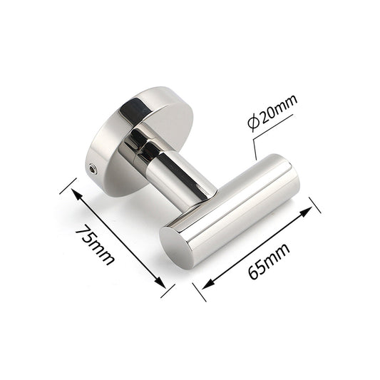 Chrome Round Robe Hook Hanger Organizer Bathroom Stainless Steel Accessory Kit
