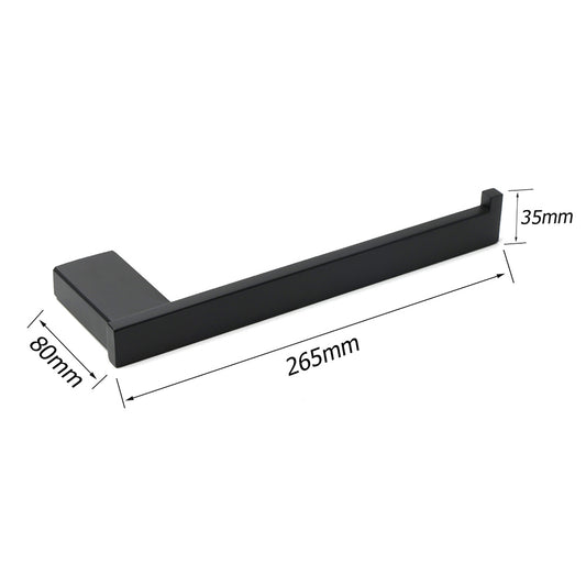 Bathroom Matt Black Stainless Steel Square Towel Rack Clothes Wall Mount Holder
