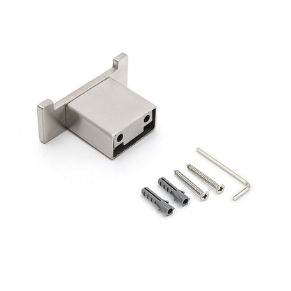 Brushed Nickel SUS Square Robe Hook Clothes Towel Holder Hanger Wall Mounted Kit