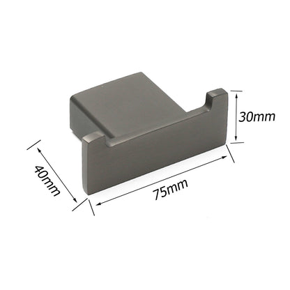 Gun Metal Square Robe Hook Clothes Towel Rack Holder Wall Mounted Double Hanger