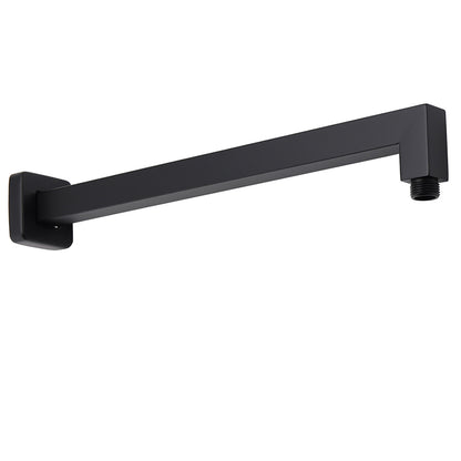 Matt Black Square 8" Rainfall Shower Head & 400mm Brass Straight Wall Mount Arm Set