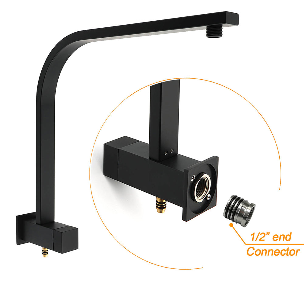 WELS Matt Black 2in1 Shower Set 10" Square Rain Head Handheld Silde Rail Arm Mixer Valve