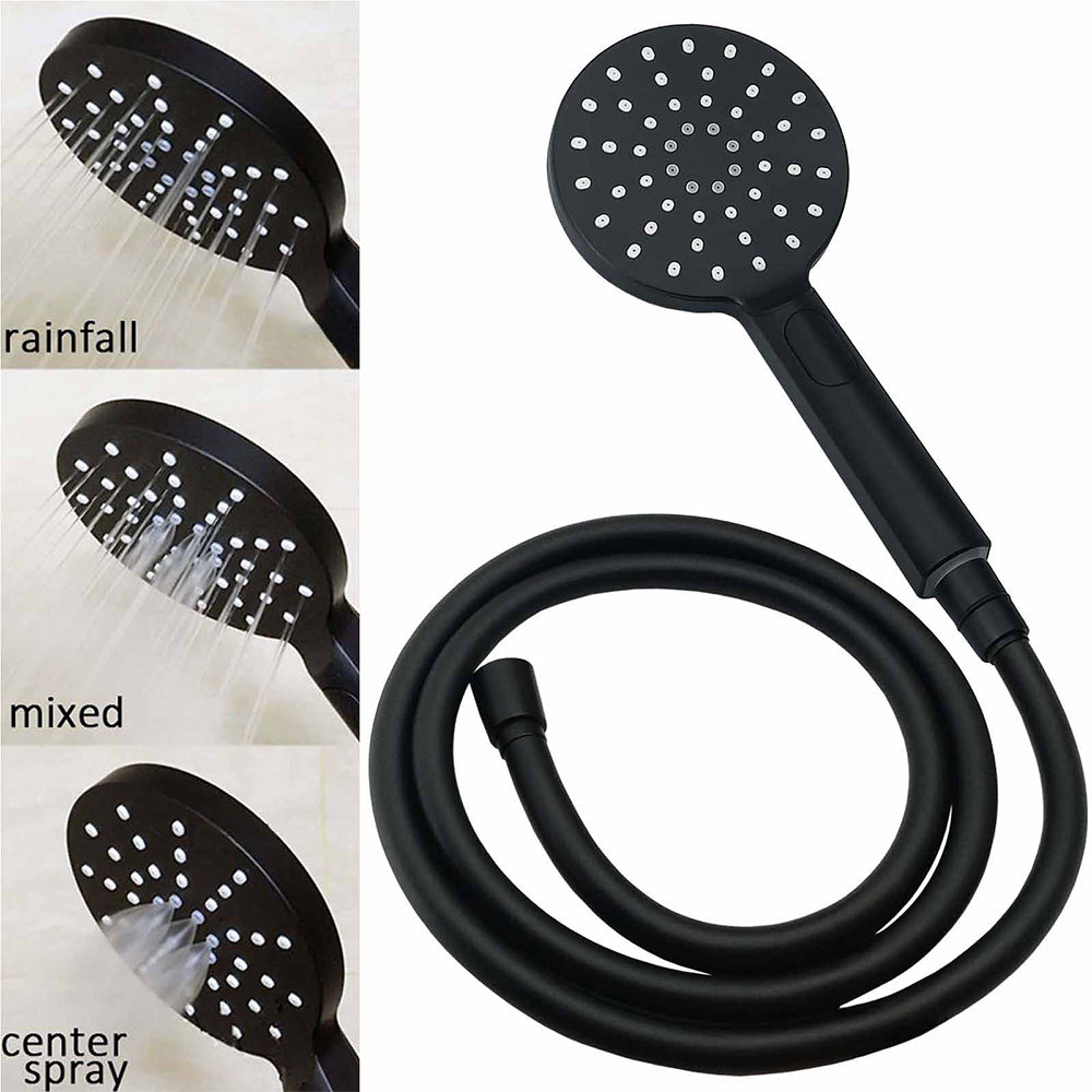 Matt Black Dual Round Shower Set 10" Rain Head 3 Mode Handheld Sliding Rail Arm Diverter