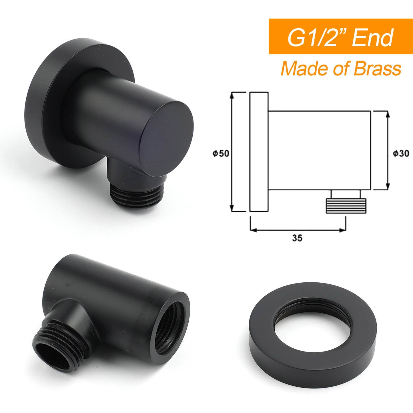 Matte Black Large 12" Round Shower Head Twin Set Handheld Diverter Wall Rail Arm
