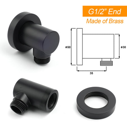 Matte Black Large 12" Round Shower Head Twin Set Handheld Diverter Wall Rail Arm