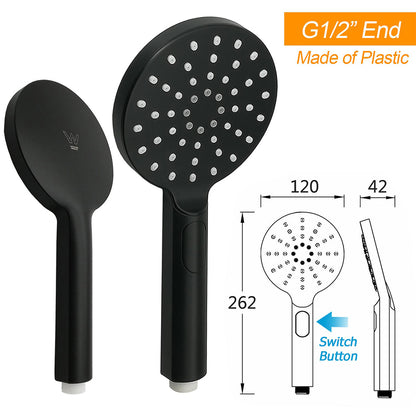 WELS Matt Black Twin Round 12" Shower Head Set Handheld Flexible Rail Wall Arm Mixer