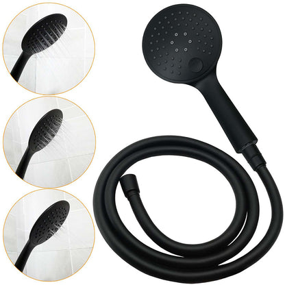 WELS Matt Black Twin Shower 8" Round Head Set Sliding Rail 3 Mode Handheld Rose