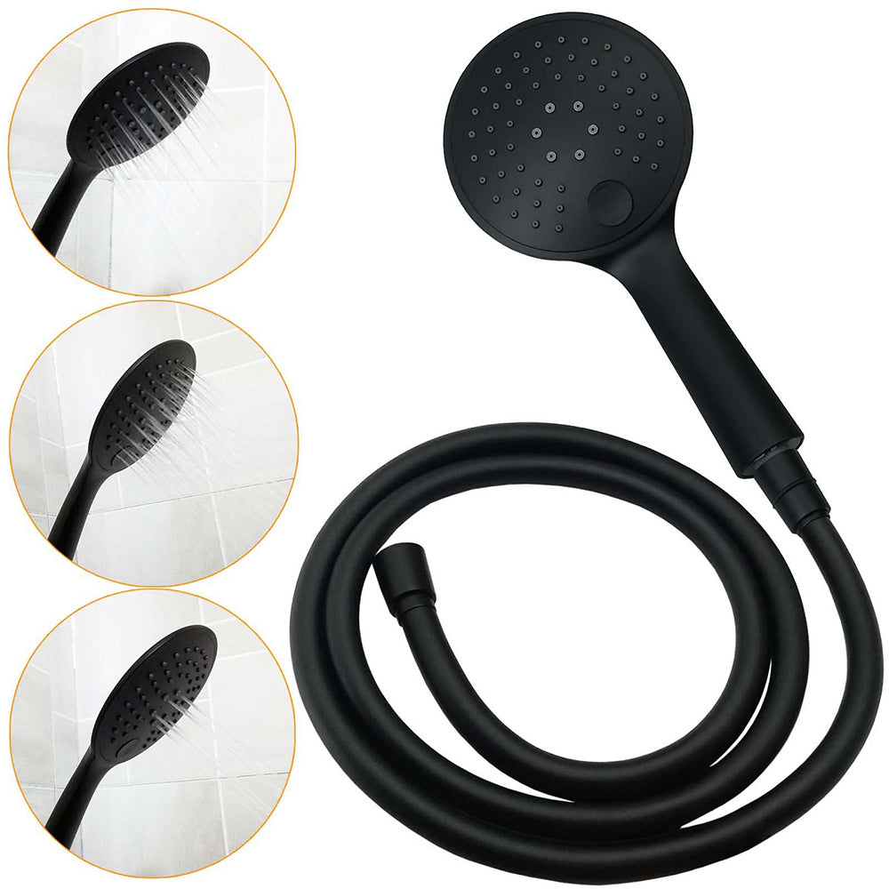 WELS Matt Black 9" Round Rain Shower Head Handheld Adjustable Rail Arm Elbow 2in1 Set