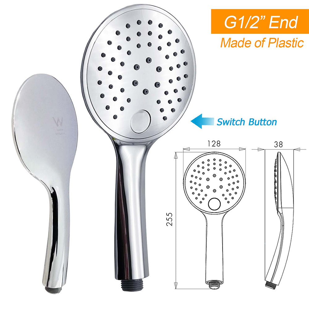 WELS Chrome 9" Rainfall Dual Shower Head & Handheld Sliding Rail Wall Arm Round Set