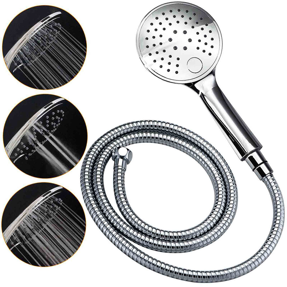 WELS Chrome Round 9" Rainfall Dual Shower Head & Handheld Sliding Rail Wall Arm Twin Taps