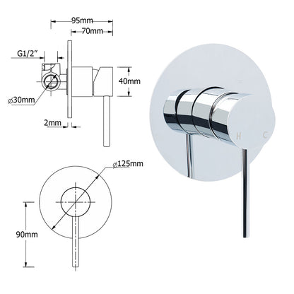 WELS Chrome Round 9" Rainfall Dual Shower Head & Handheld Sliding Rail Wall Arm + Single Mixer