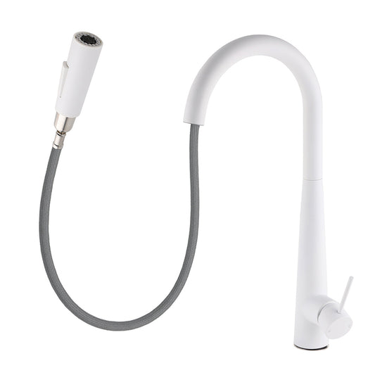 Matte White 2 Modes Spray Kitchen Mixer Pull Out Sink Tap Laundry Swivel Faucet