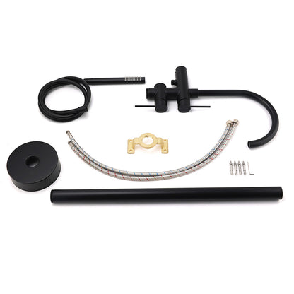WELS Matt Black Bathtub Filler Free Standing Mixer Faucet Tap Spout HandHeld Set
