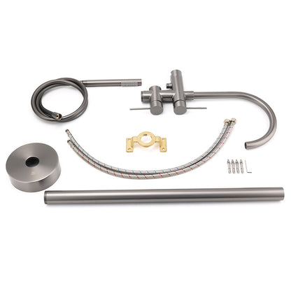 Gun Metal Bathtub Mixer Tap Free Standing Faucet Spout With Handheld Shower Set