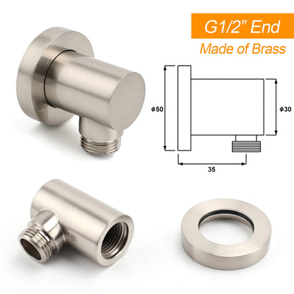 Brushed Nickel Round 12" Rainfall Head Shower Handheld Sliding Rail Arm Mixer 2in1 Set