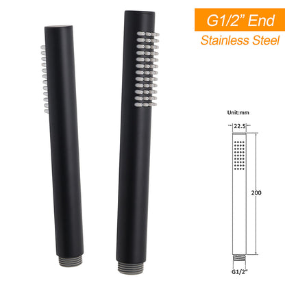 WELS Matt Black 2in1 Shower 8" Round Head Set 1 Mode Handheld Rose Sliding Rail Elbow Inlet
