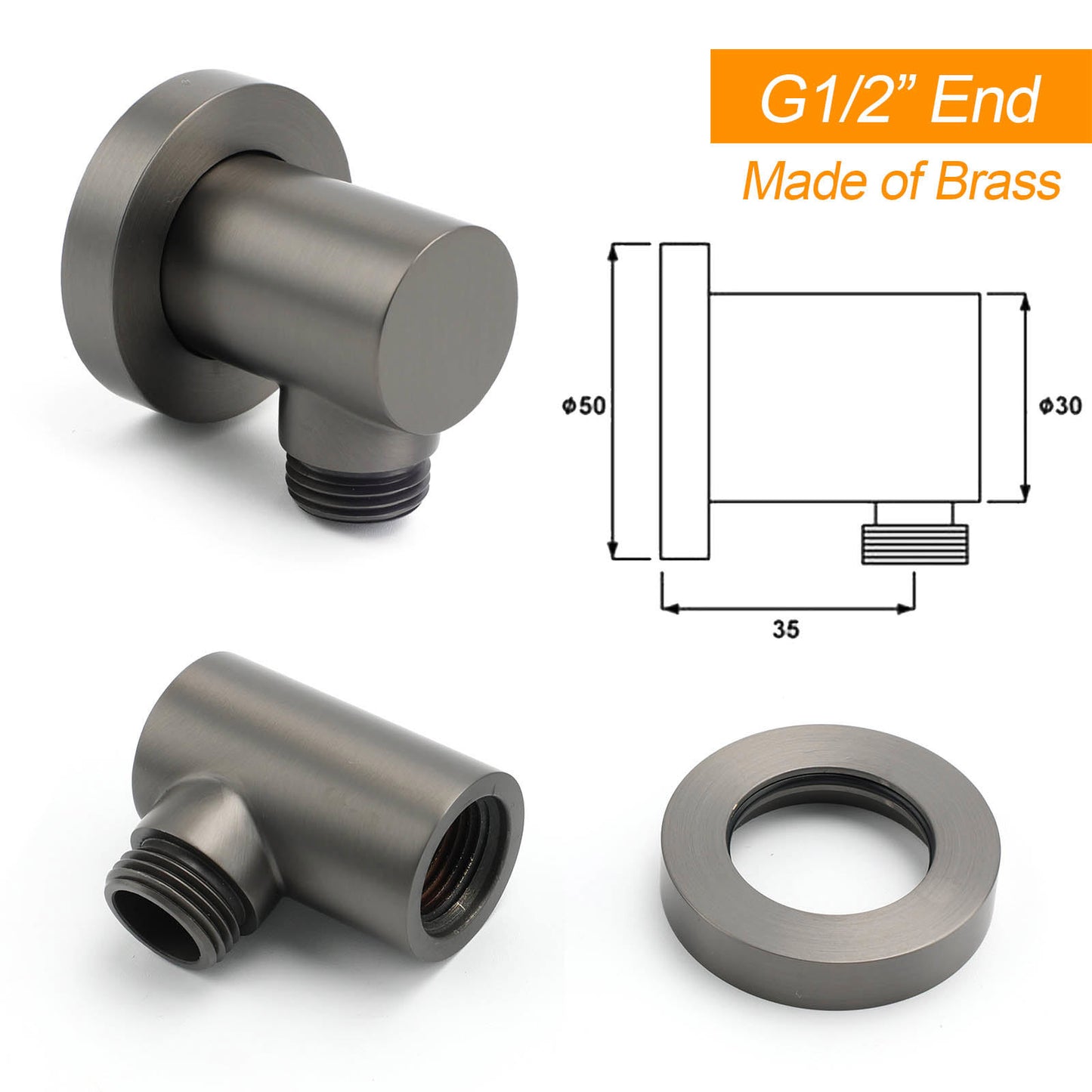 WELS Gun Metal 2in1 Round Shower Set 10" Rain Head Metal Handheld Sliding Rail Small Face Mixer