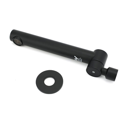 Matt Black Round Basin Wall Mounted Spout Faucet Outlet 180° Swivel Tap Watermark