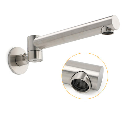 Brushed Nickel Round Basin Wall Mounted Faucet Outlet 180 Swivel Vanity Bathtub Spout