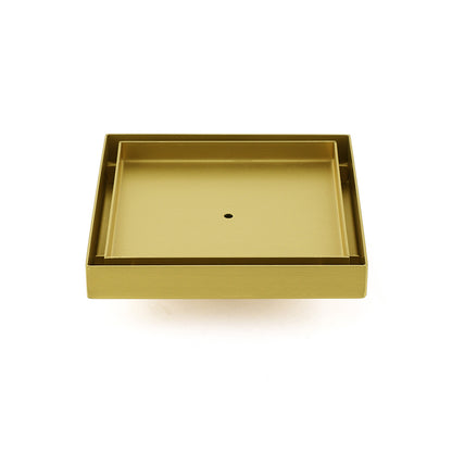 Brushed Gold Square 150x150mm Tile Insert Floor Drain Shower Grate 50mm Waste