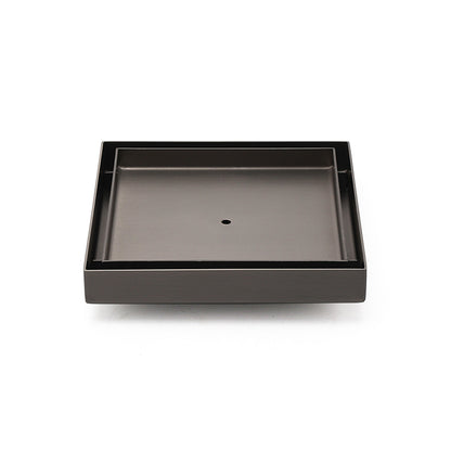 Bathroom Gun Metal 150mm Tile Insert Floor Drain Shower Grate 80mm Waste Outlet