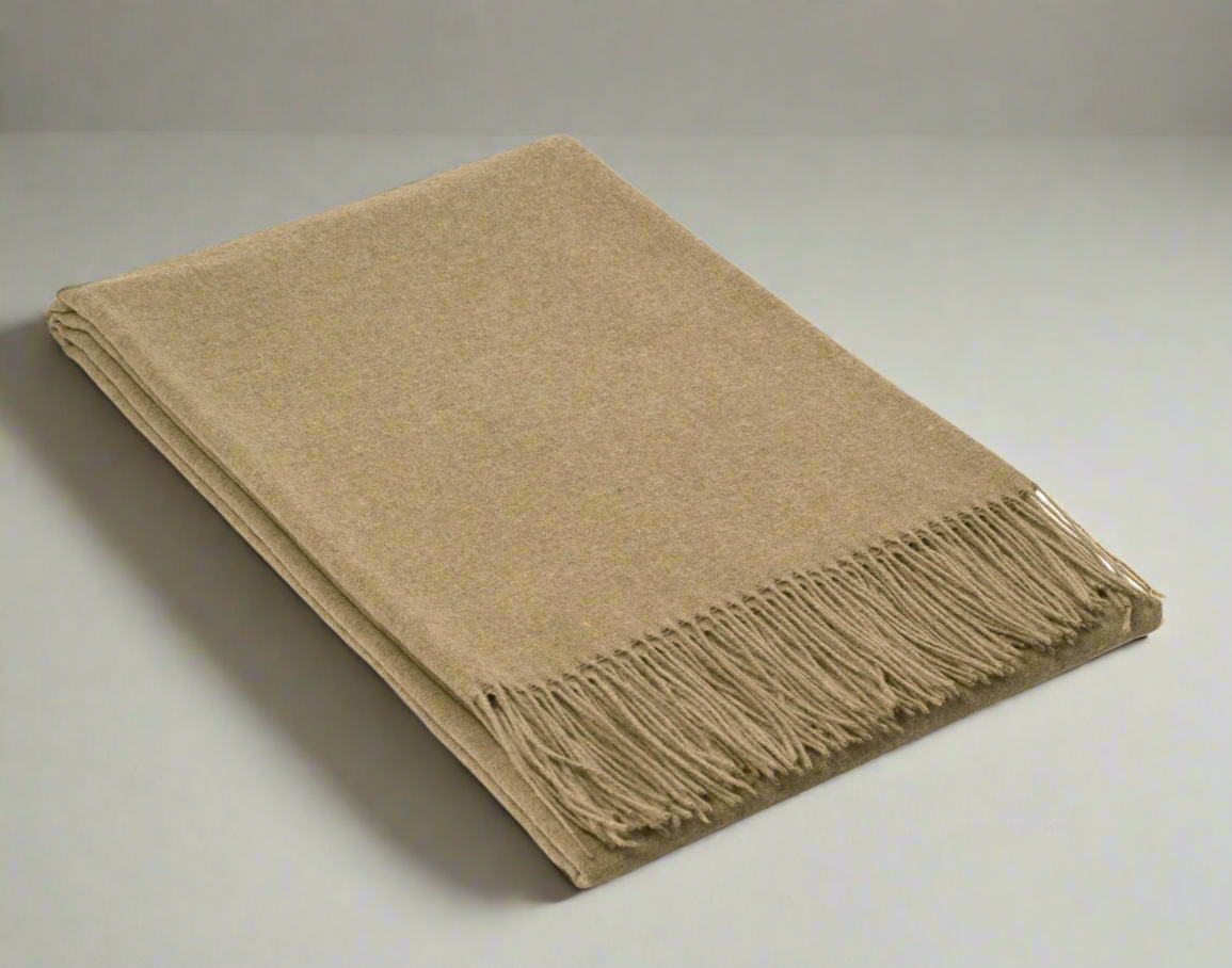 Paddington Throw - Fine Wool Blend - Camel