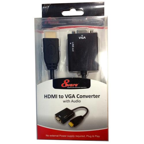 8WARE HDMI 19-pin to VGA 15-pin Male to Female Converter without Power Adapter plus 3.5mm Stereo Audio Out