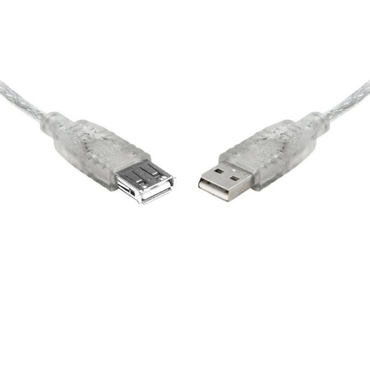 8WARE USB 2.0 Extension Cable 1m A to A Male to Female Transparent