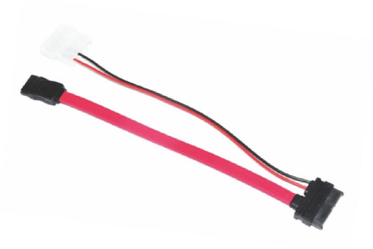 ASTROTEK Slim SATA Cable 50cm + 10cm 6 pins + 7 pins to 4 pins + 7 pins Red Colour